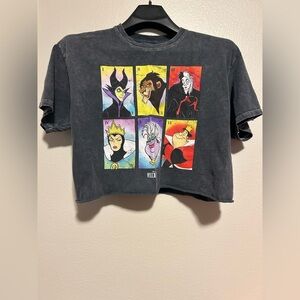 Disney Villains Charcoal Women's Casual Crop Top- size l
